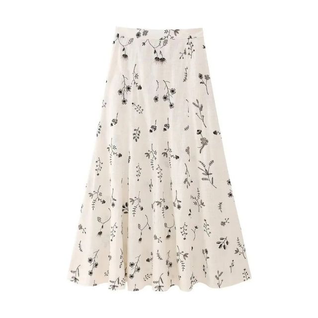 Stijlvolle A-lijn Midi Rok met Botanische Print - Perfect voor Elke Gelegenheid