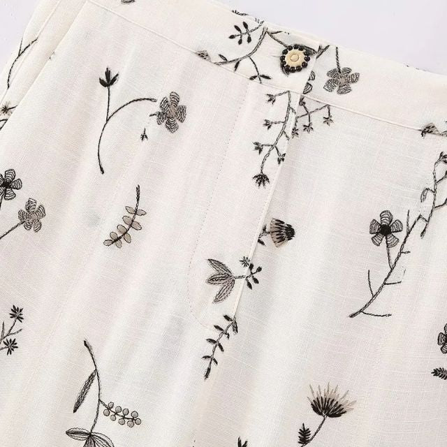 Stijlvolle A-lijn Midi Rok met Botanische Print - Perfect voor Elke Gelegenheid