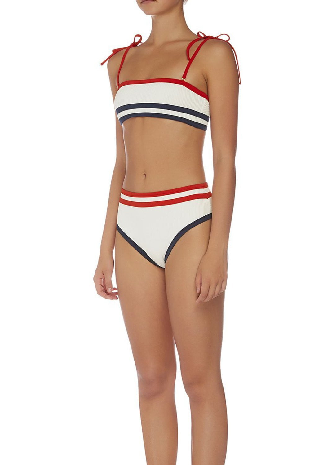 Rood Zwart Gestreepte Bikini Top met Luxe Schouderbanden