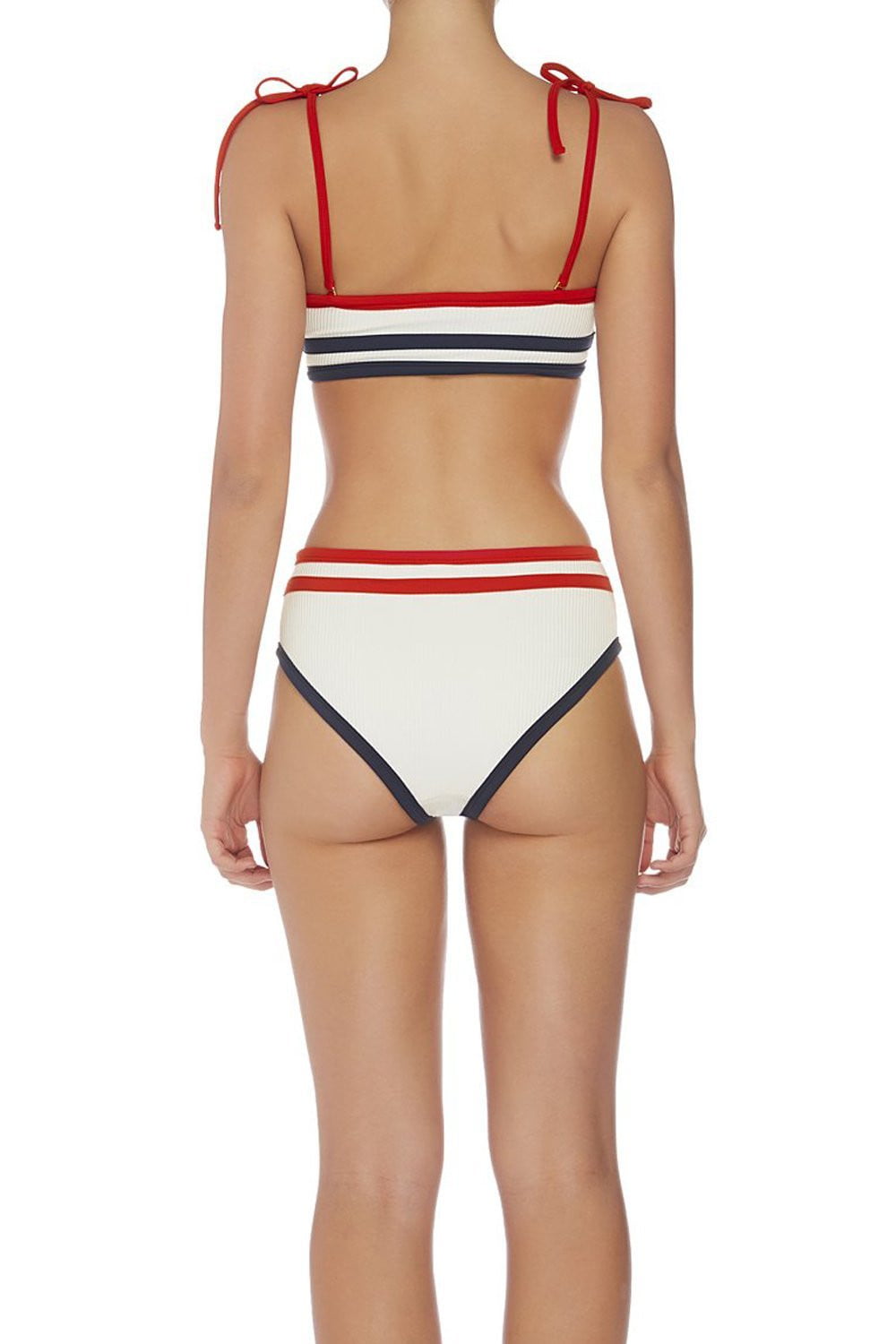 Rood Zwart Gestreepte Bikini Top met Luxe Schouderbanden