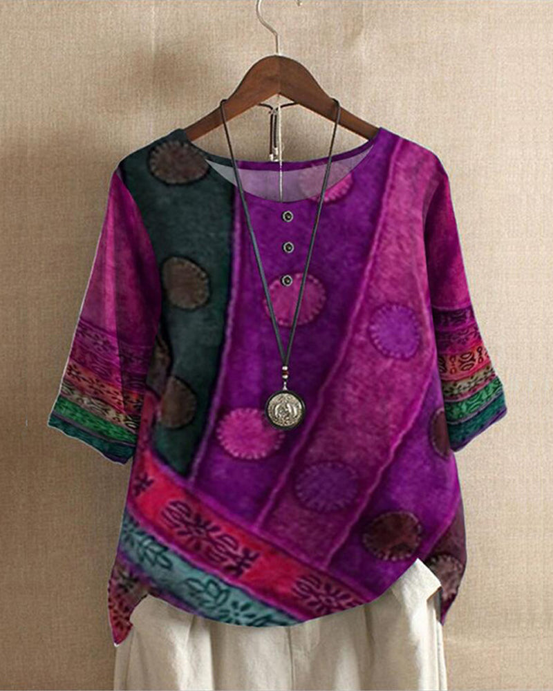Vrouwen Vintage Boho Top van Lichtgewicht Stof