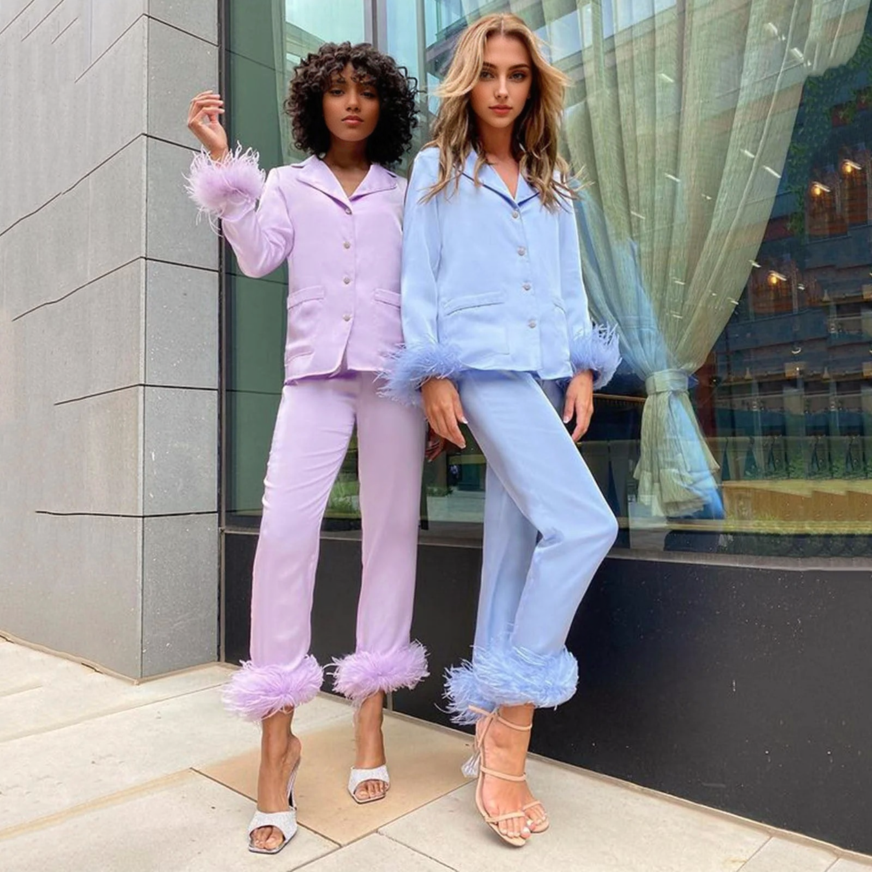 Stijlvolle Luxe Lange Mouwen Pyjama Set voor Dames
