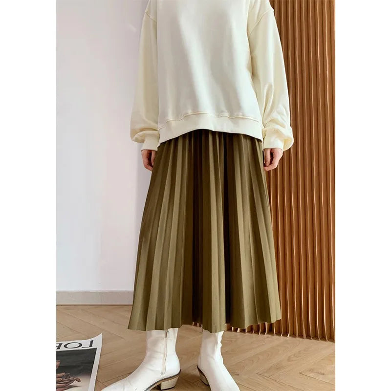 Elegante Plissé Midi Rok van Hoge Kwaliteit Zwart