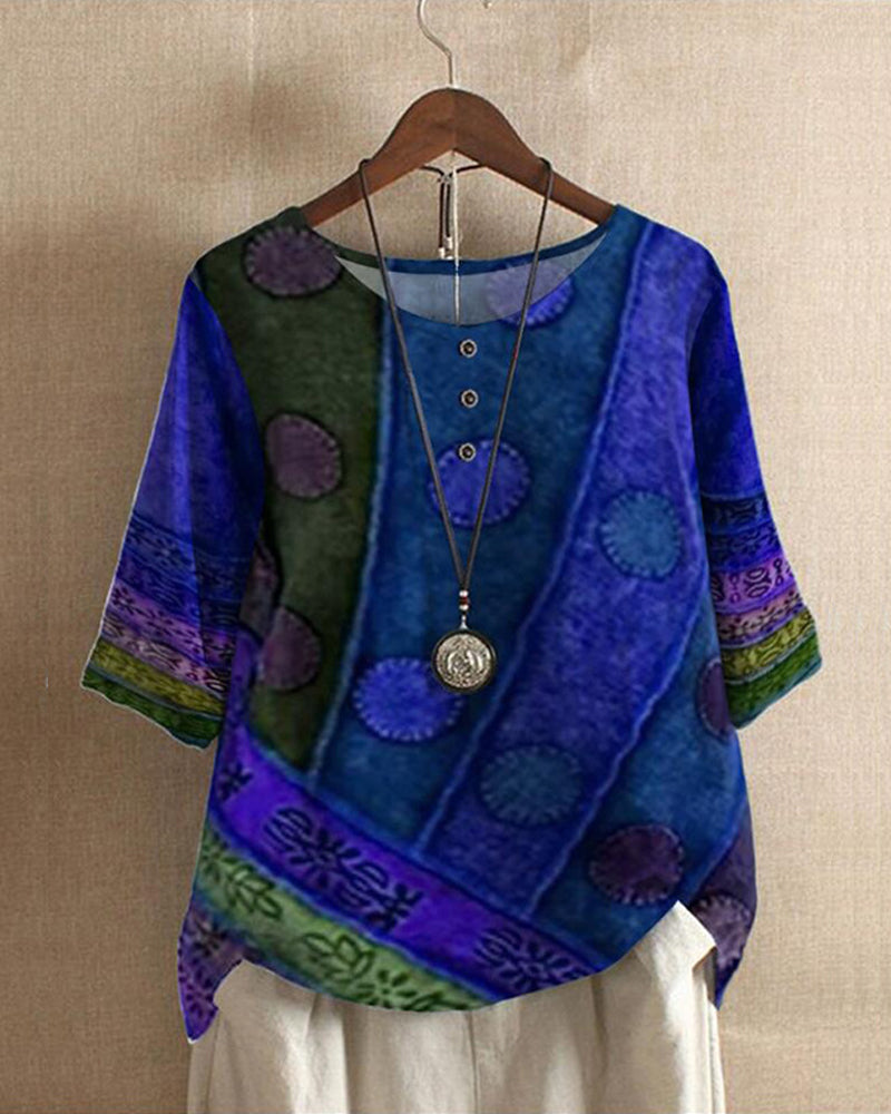 Vrouwen Vintage Boho Top van Lichtgewicht Stof