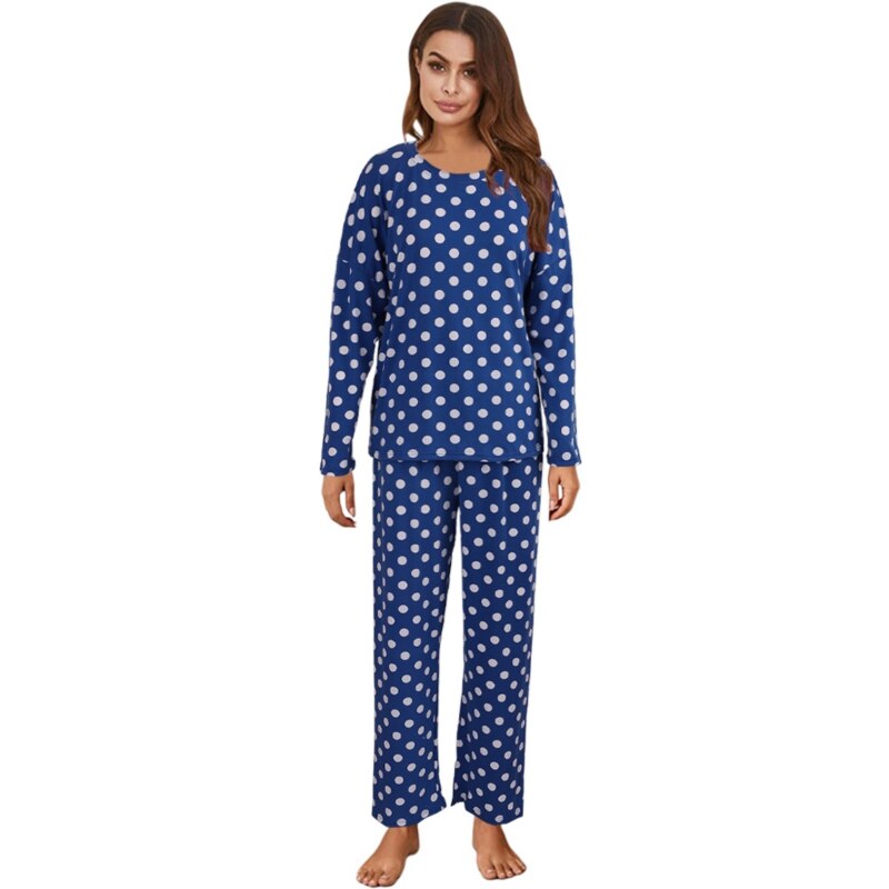 Polka Dots Pyjama Set met Lange Mouwen en Comfortabele Pasvorm