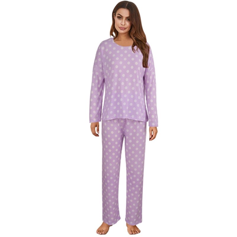 Polka Dots Pyjama Set met Lange Mouwen en Comfortabele Pasvorm