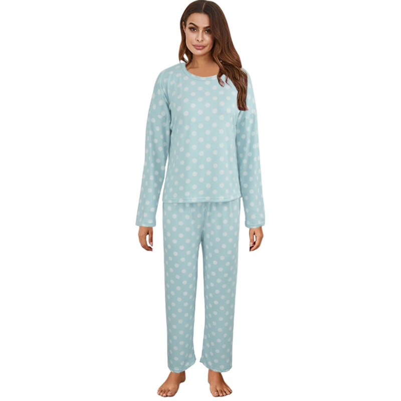 Polka Dots Pyjama Set met Lange Mouwen en Comfortabele Pasvorm