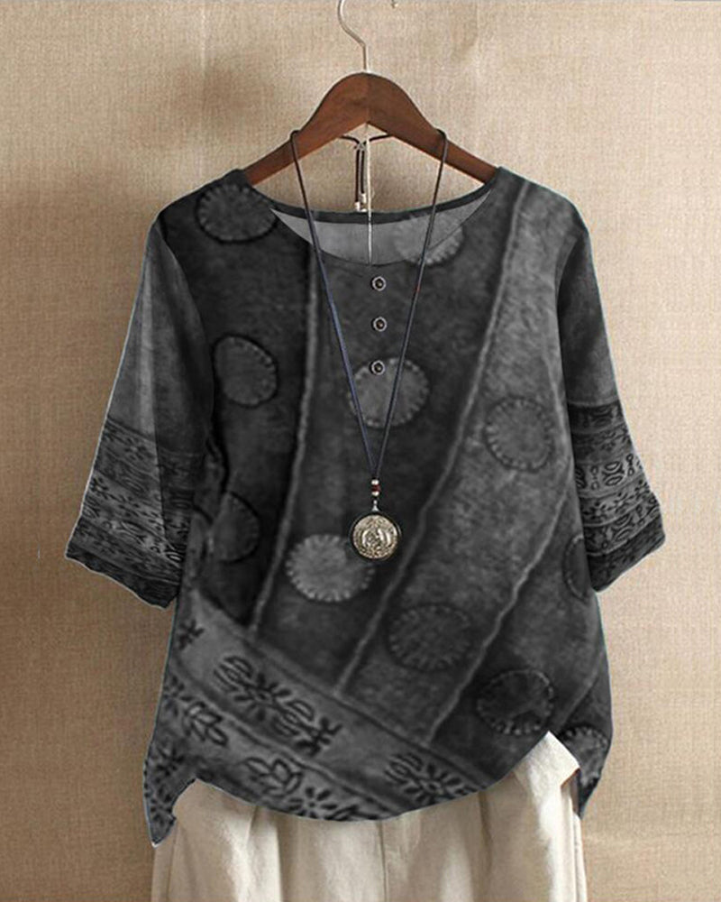Vrouwen Vintage Boho Top van Lichtgewicht Stof
