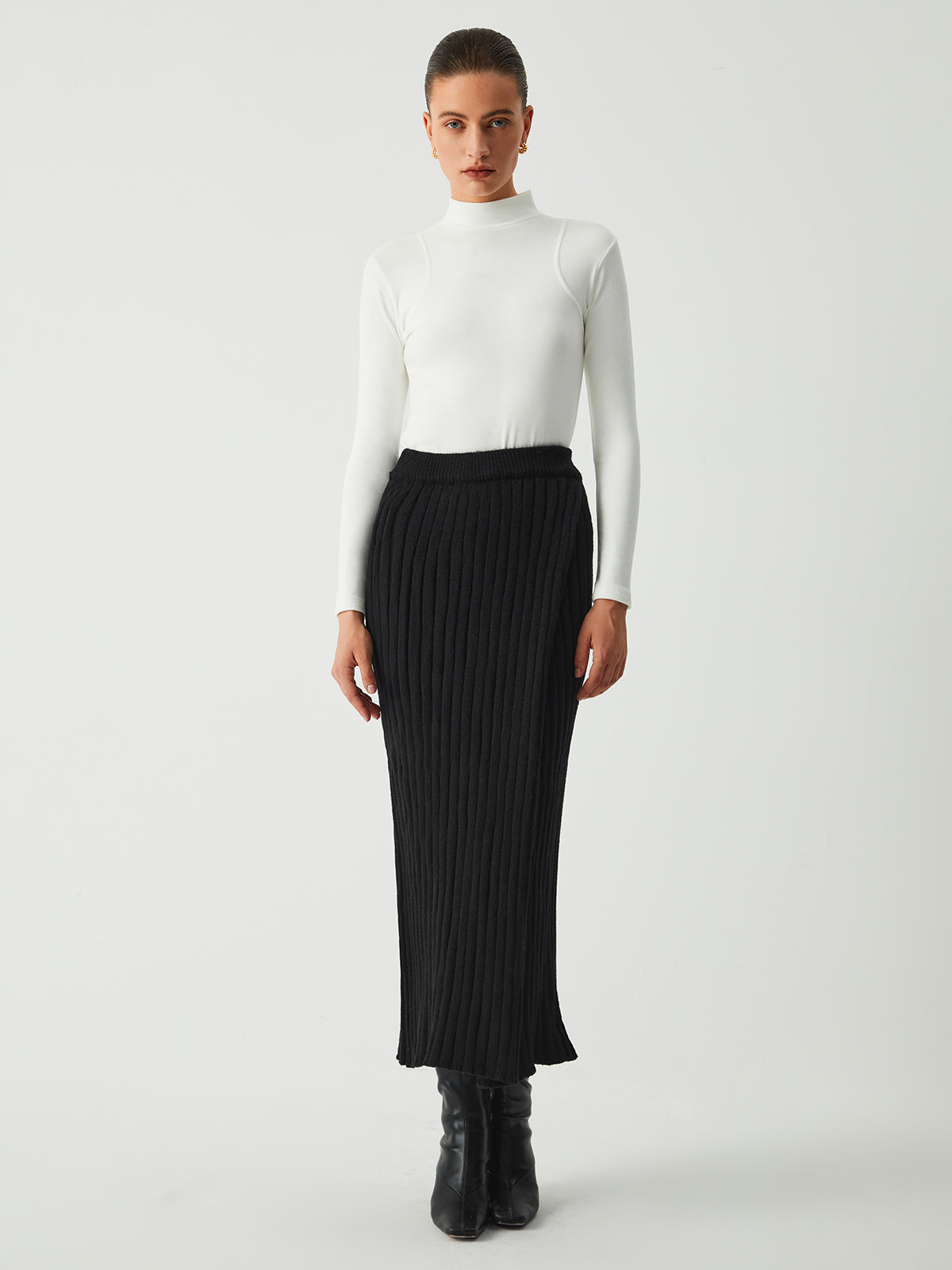 Stijlvolle Midi Rok met Splits voor Comfortabel Draaggemak