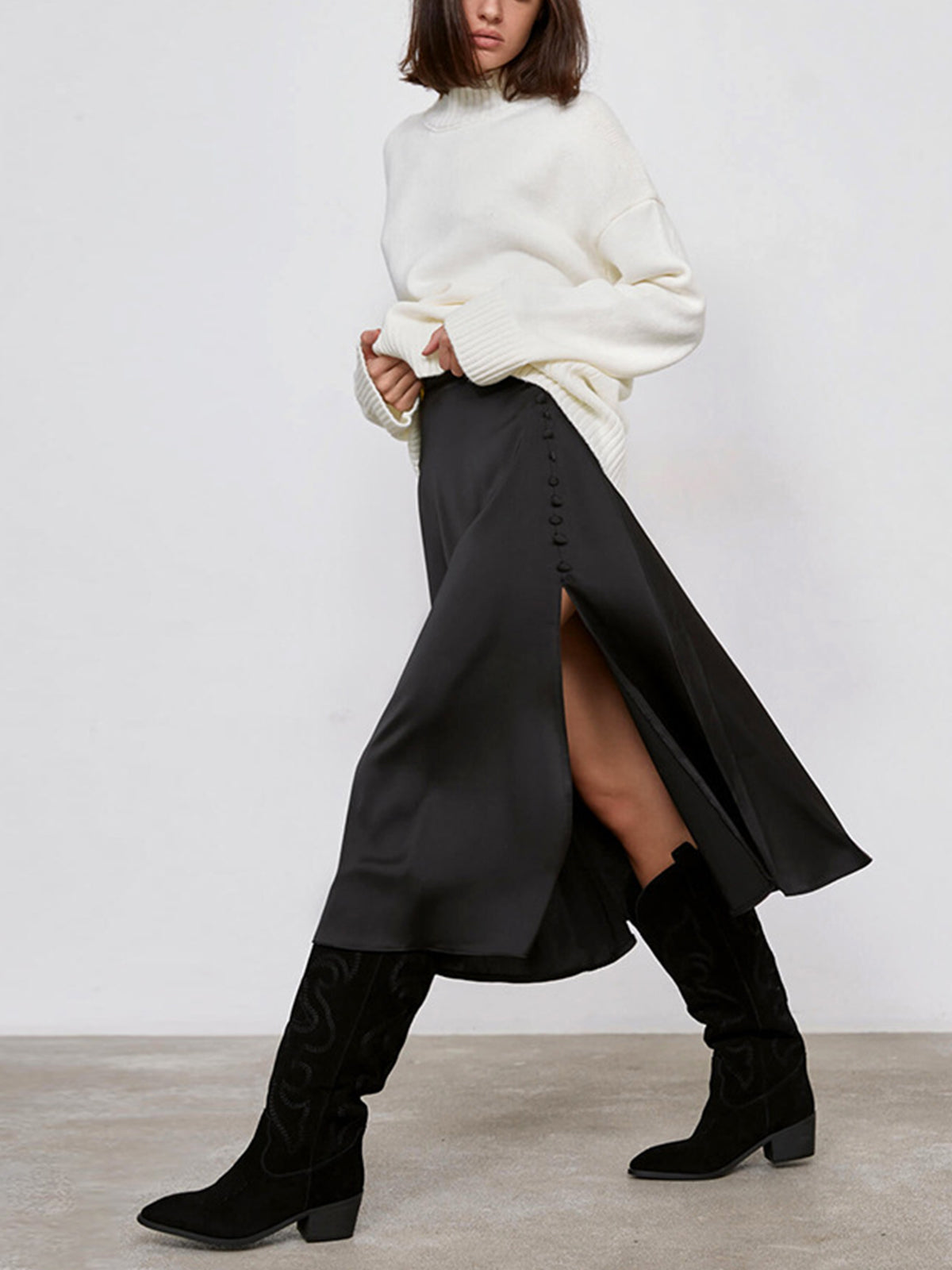 Zijknopen Elegante Split Midi Rok voor Elke Gelegenheid