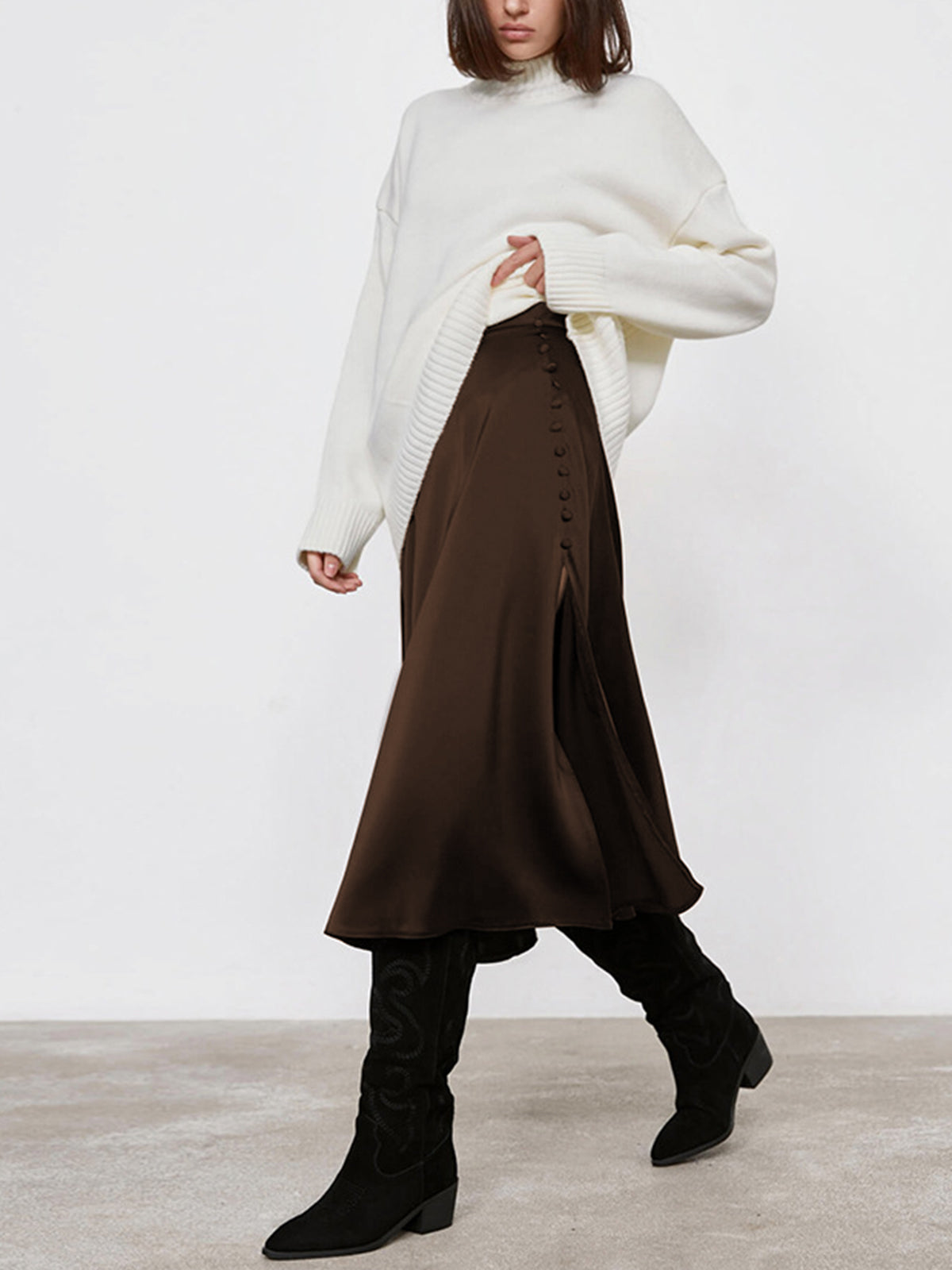 Zijknopen Elegante Split Midi Rok voor Elke Gelegenheid