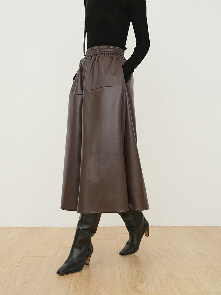 Luxe Maxi Rok met Dubbele Zakken van Kunstleer