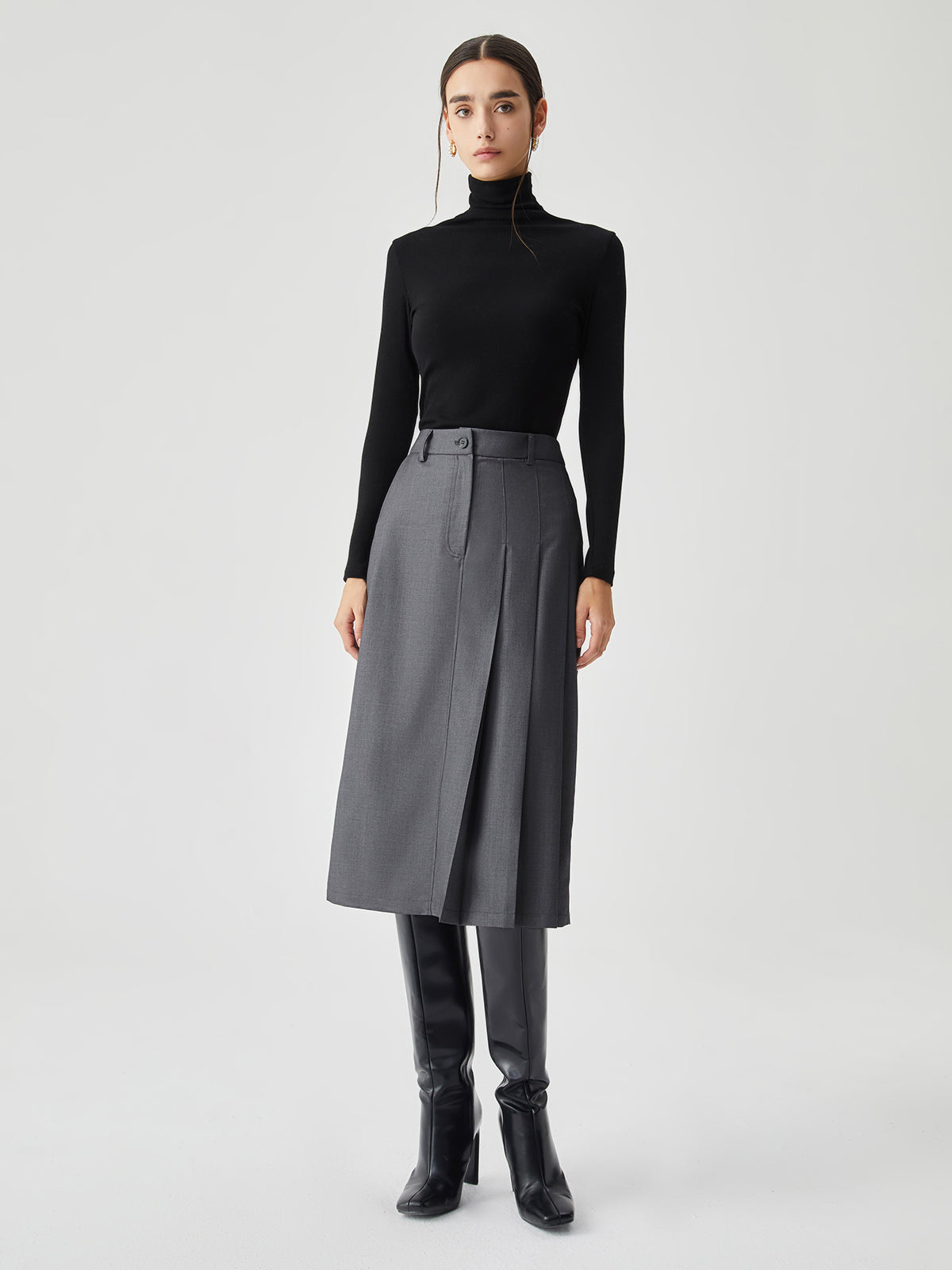 Asymmetrische Plooien Elegante Midi Rok voor Dames