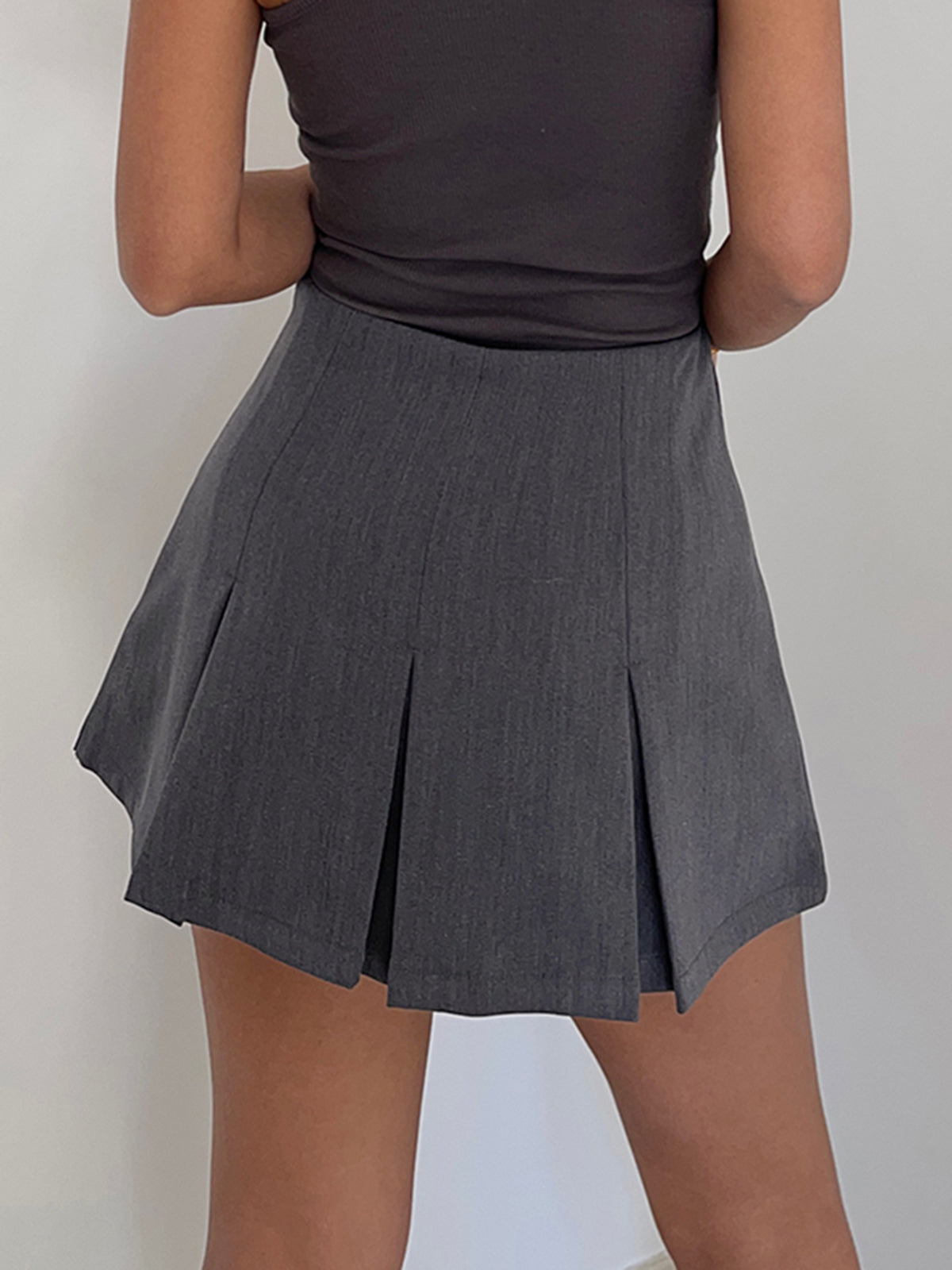 Casual Plissé Mini Skort met Stijlvolle Zoom