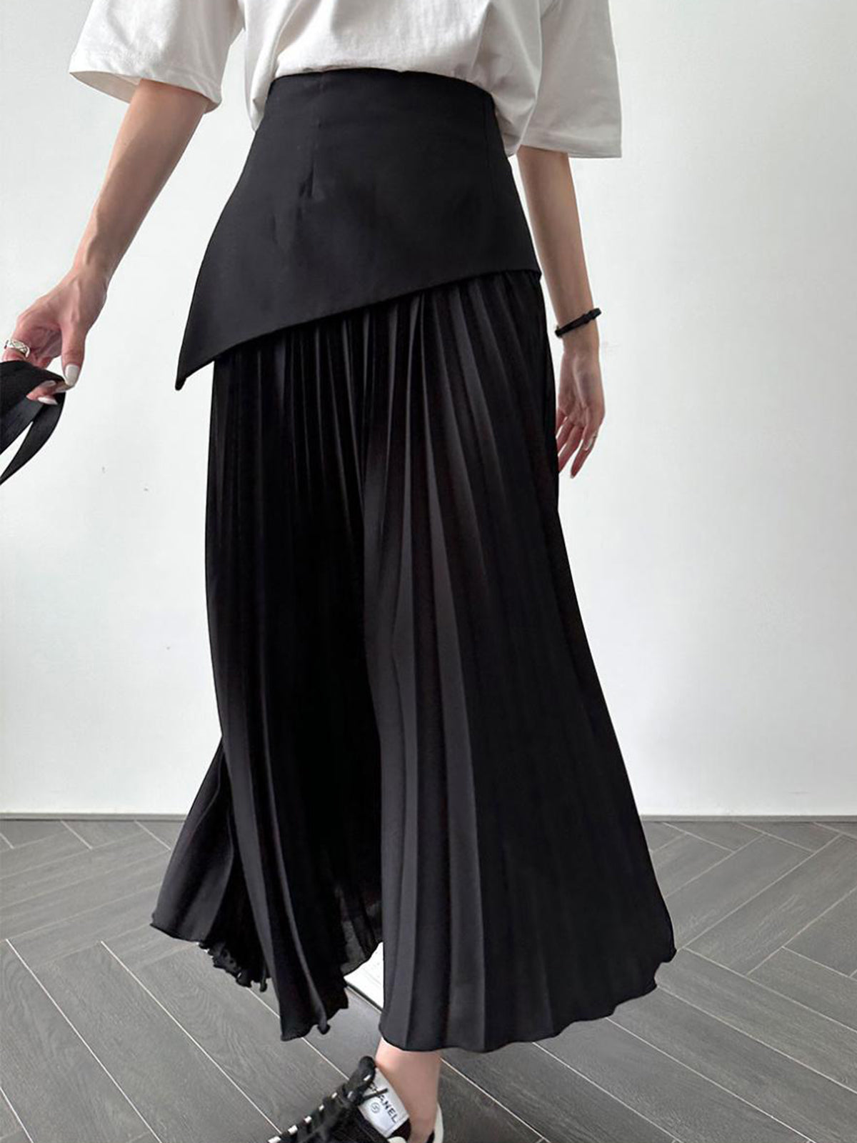 Prachtige Maxi Rok met Geplooide Patchwork Stijl