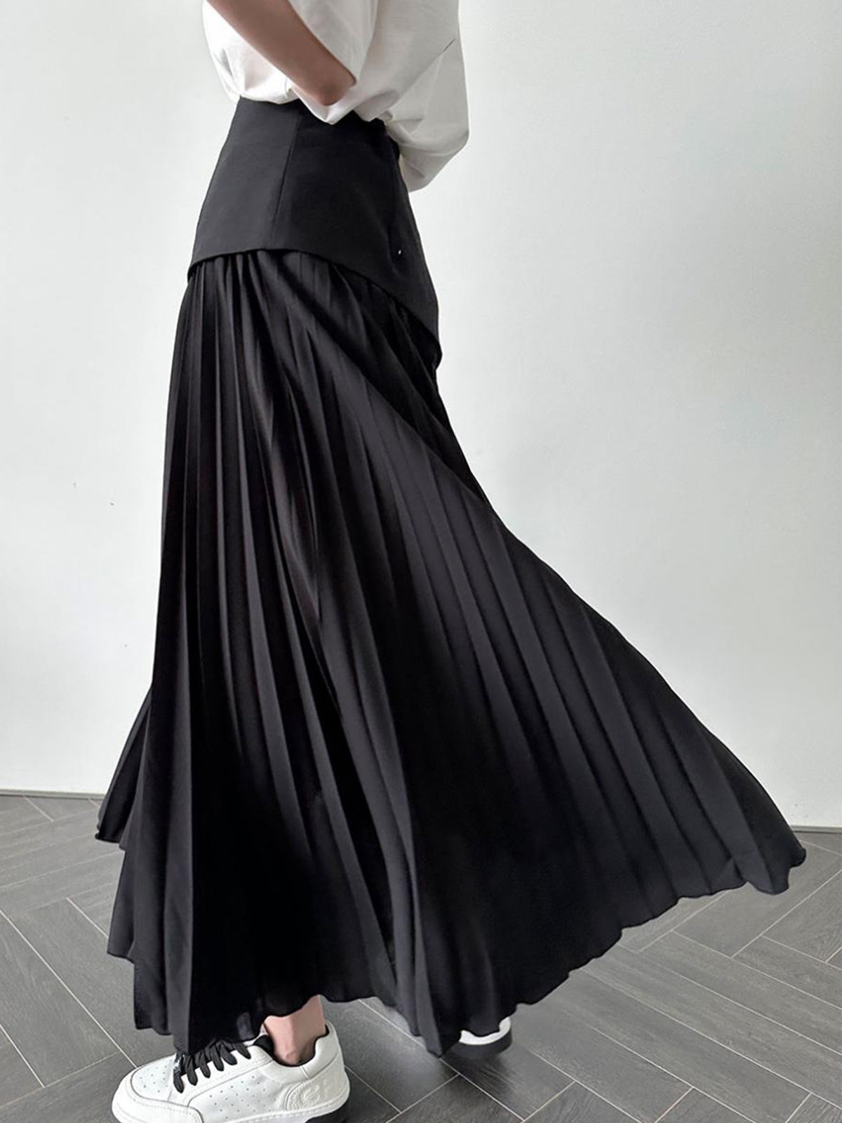 Prachtige Maxi Rok met Geplooide Patchwork Stijl