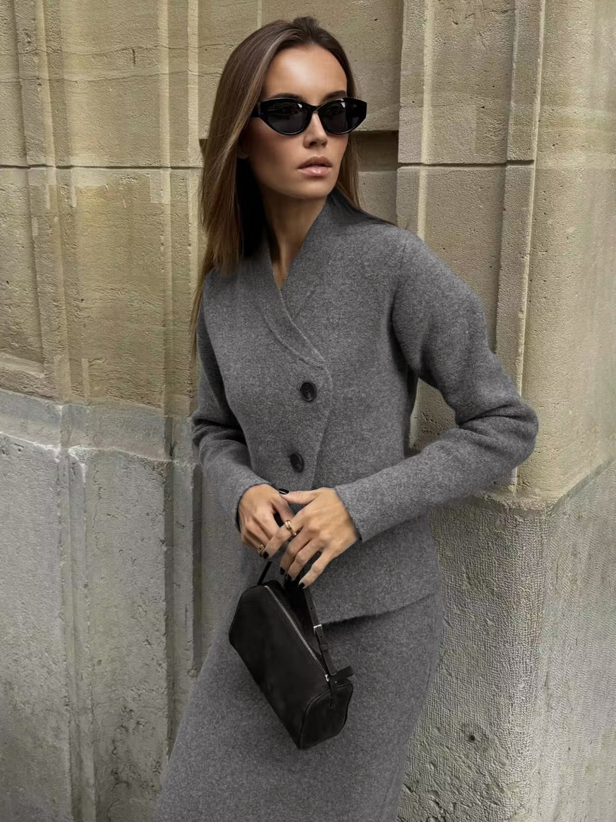 Trendy Maxi Sweater Rok met Split voor Comfortabele Stijl