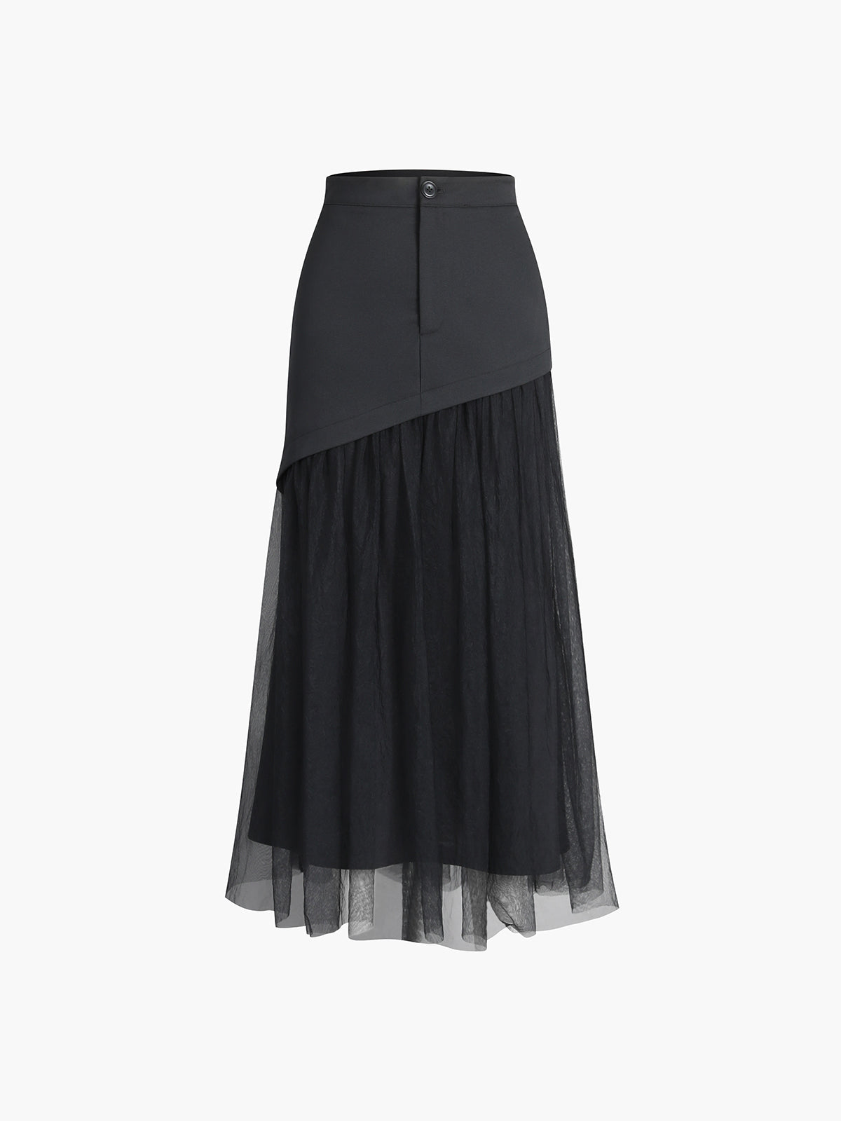Patchwork Knopen Elegante Mesh Midi Rok voor Dames