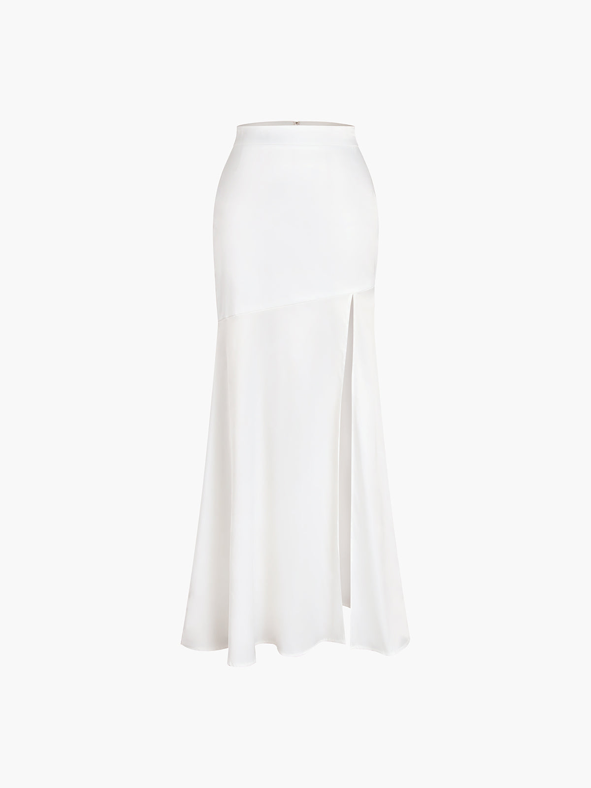Stijlvolle Satin Patchwork Maxi Rok met Split