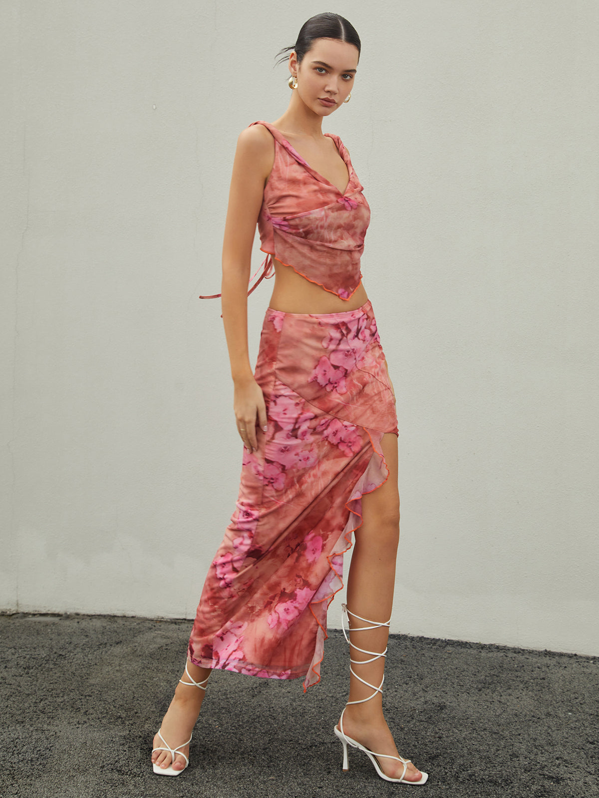 Stijlvolle Maxi Rok met Rimpelrand en Bloemenprint