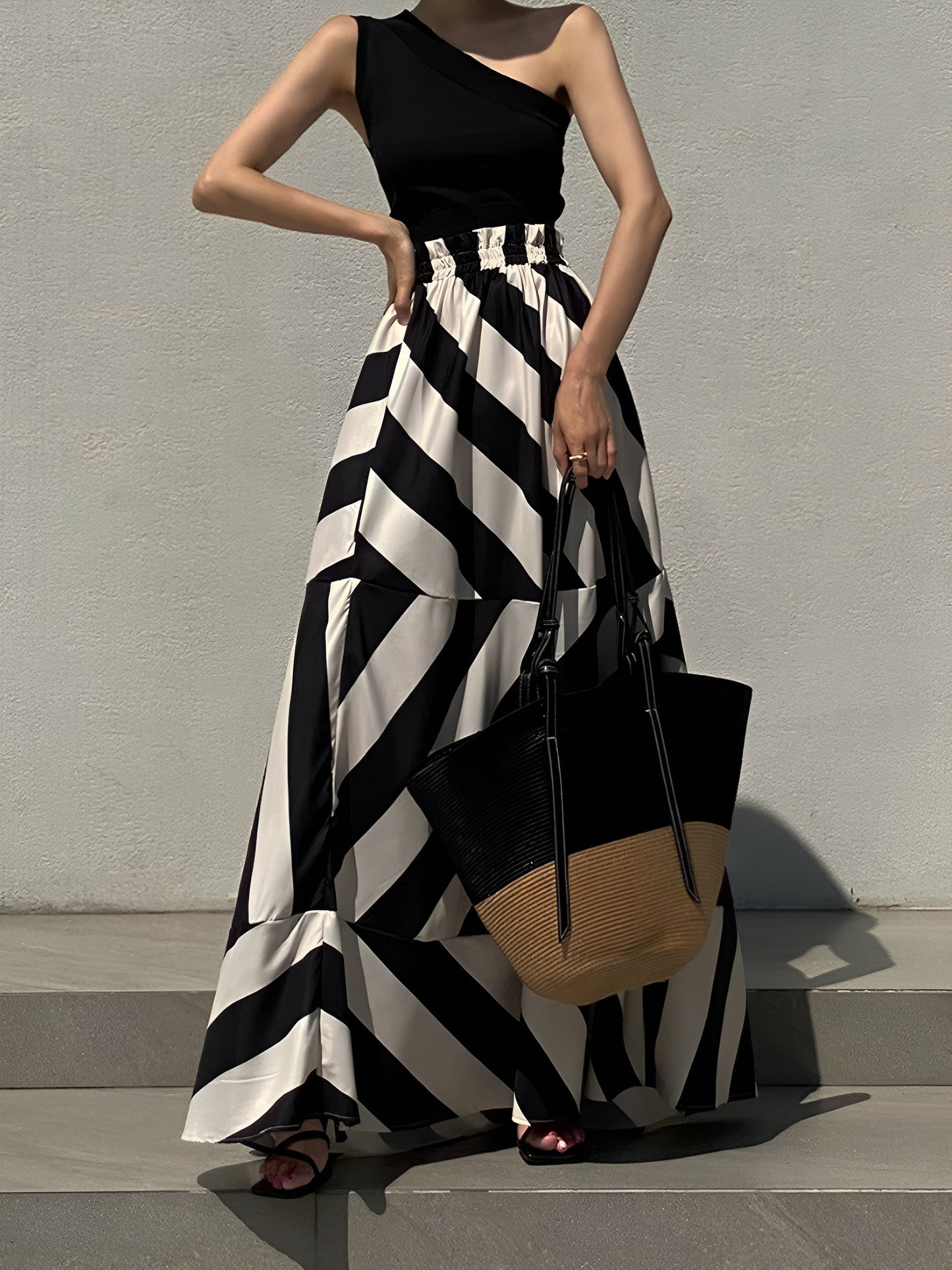 Gestreepte Elegante Lange Rok voor Een Stijlvolle Look