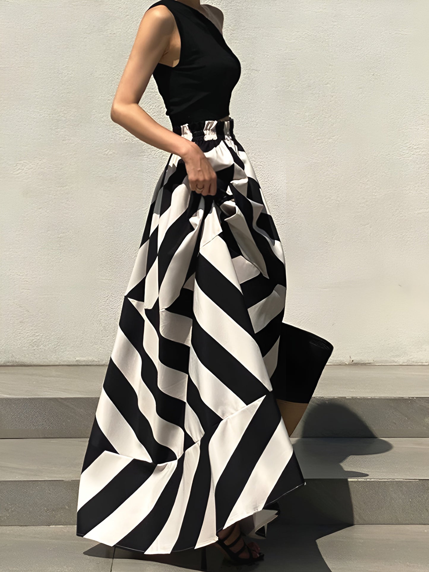 Gestreepte Elegante Lange Rok voor Een Stijlvolle Look