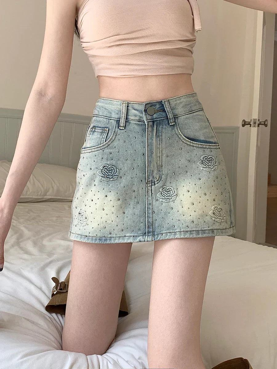 Hot Diamond Bloemen Vintage Hoge Taille Korte Rok Stijlvol