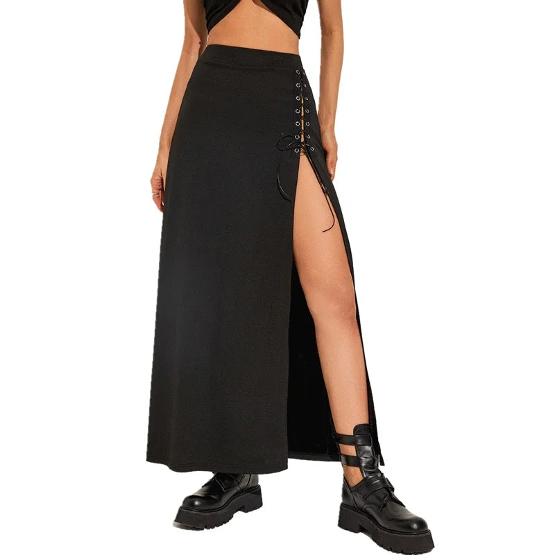 Zwarte Sexy Split Casual Rok voor Elke Gelegenheid