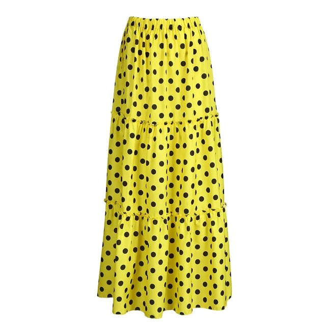 Stijlvolle Bohemian Maxi Rok met Dots - Perfect voor Elke Gelegenheid