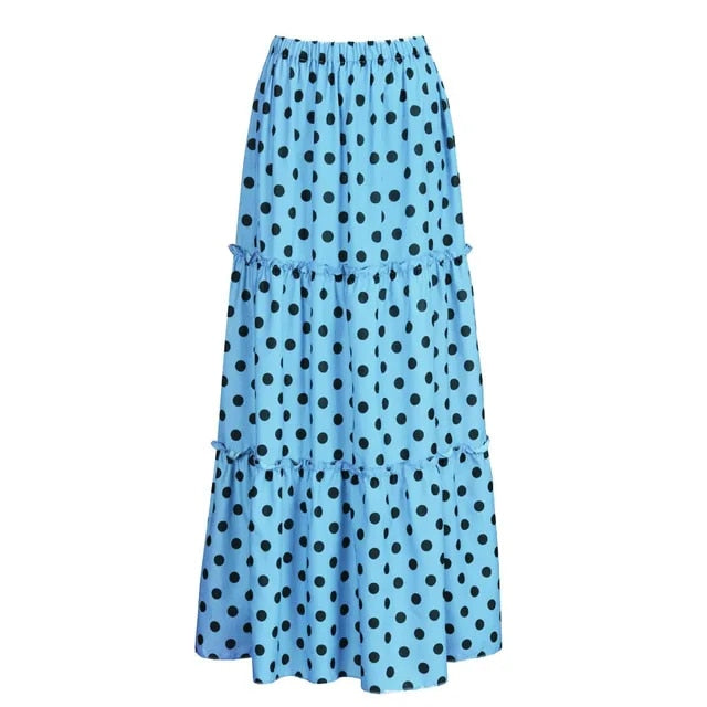 Stijlvolle Bohemian Maxi Rok met Dots - Perfect voor Elke Gelegenheid