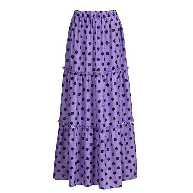 Stijlvolle Bohemian Maxi Rok met Dots - Perfect voor Elke Gelegenheid