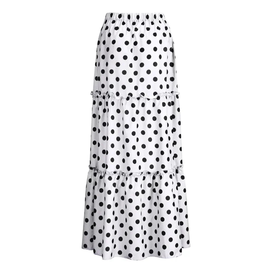 Stijlvolle Bohemian Maxi Rok met Dots - Perfect voor Elke Gelegenheid