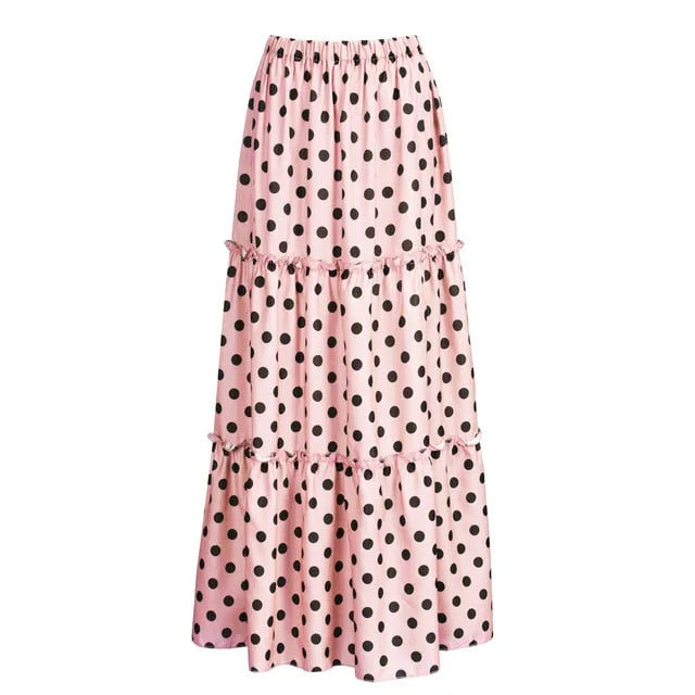 Stijlvolle Bohemian Maxi Rok met Dots - Perfect voor Elke Gelegenheid