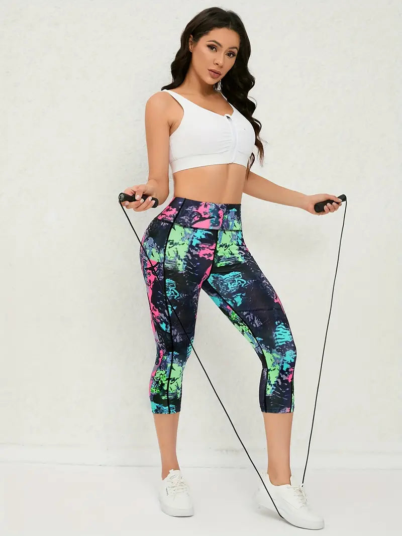 Capri Leggings Dames met Inktprint - Comfort & Stijl