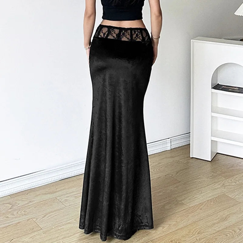 Gothische Lange Rok van Fluweel met Elegante Stijl
