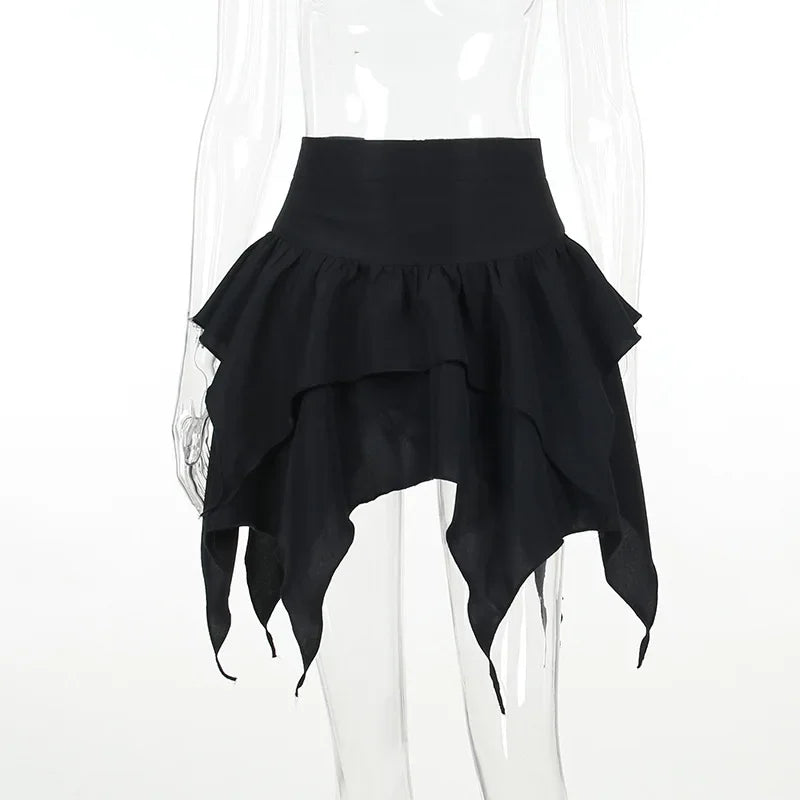 Stijlvolle Mini Rok met Ruche en Effen Kleur