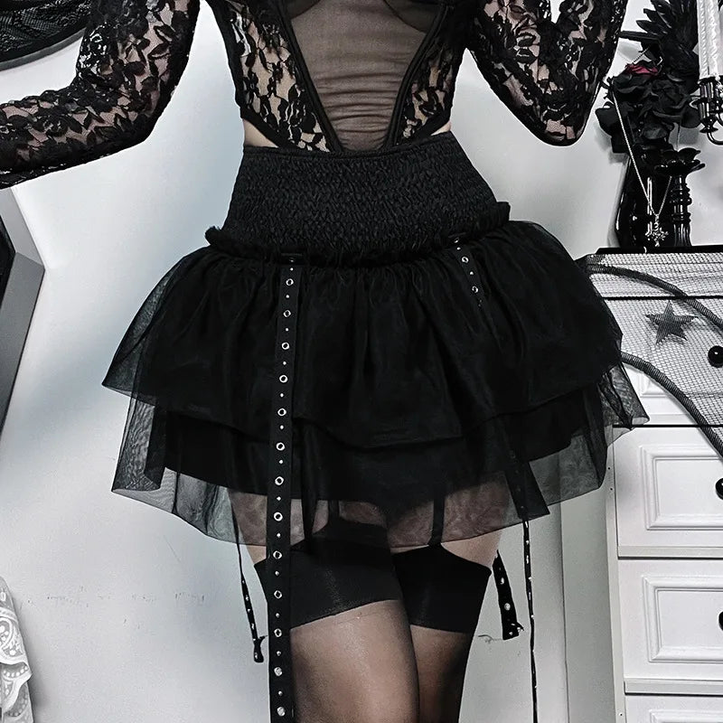 Puffy Tutu Rok voor Vrouwen met Stijlvolle Gothic Look