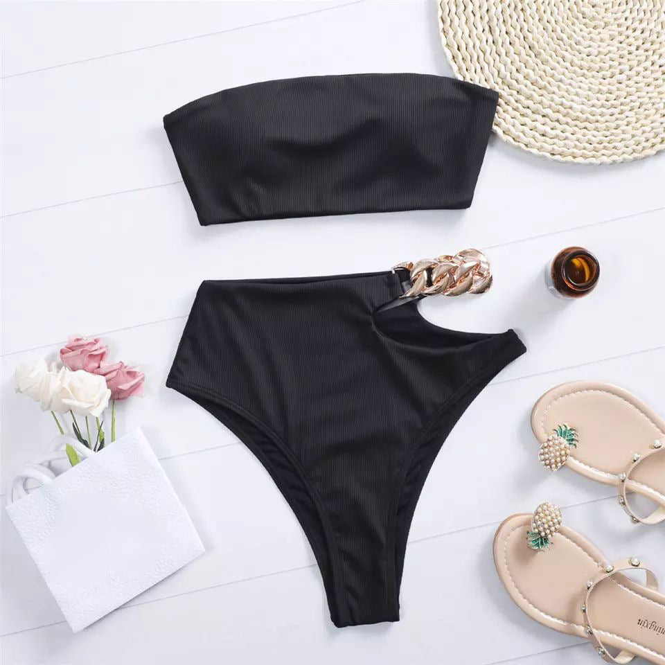 Witte Cut Out Bikini Onderkant Met Hoge Taille