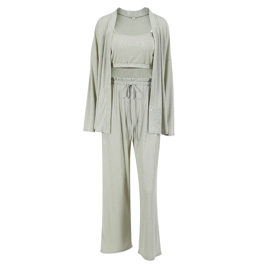 Gehaakt Casual Pyjama Set met Lange Mouwen en Comfortabel