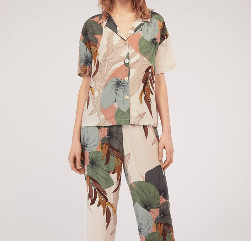 Korte Mouwen Comfortabele Pyjama Set met Shorts