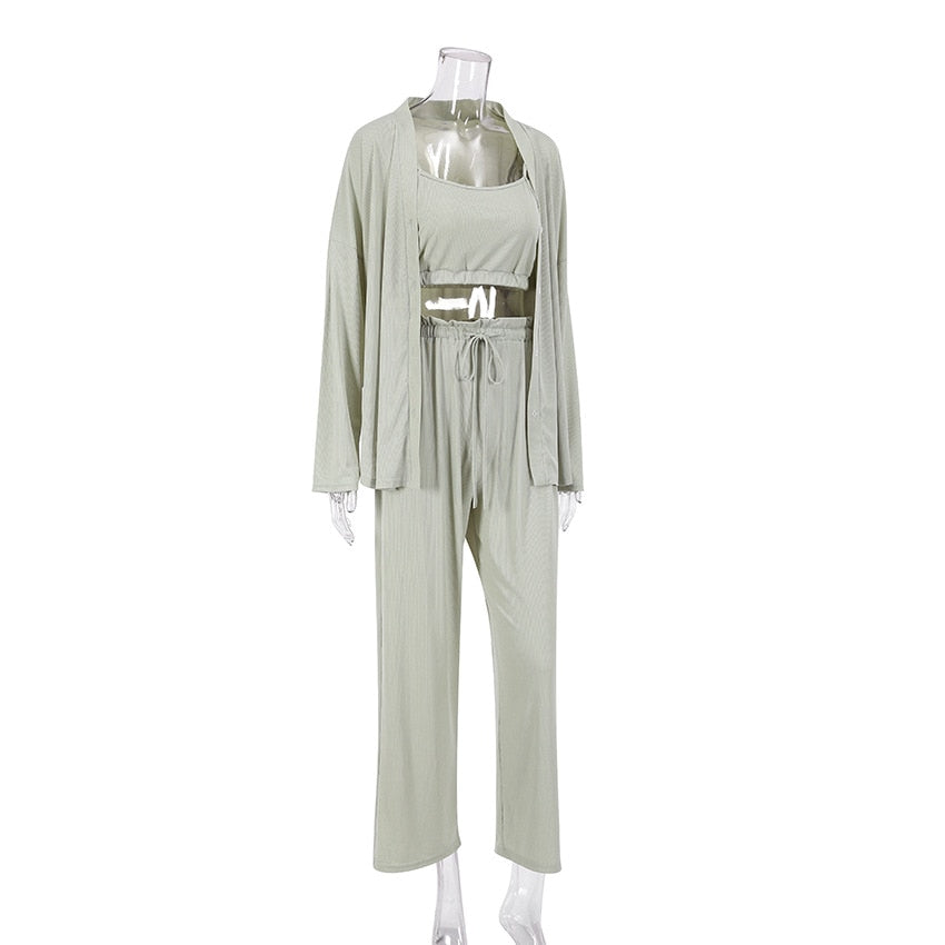 Gehaakt Casual Pyjama Set met Lange Mouwen en Comfortabel