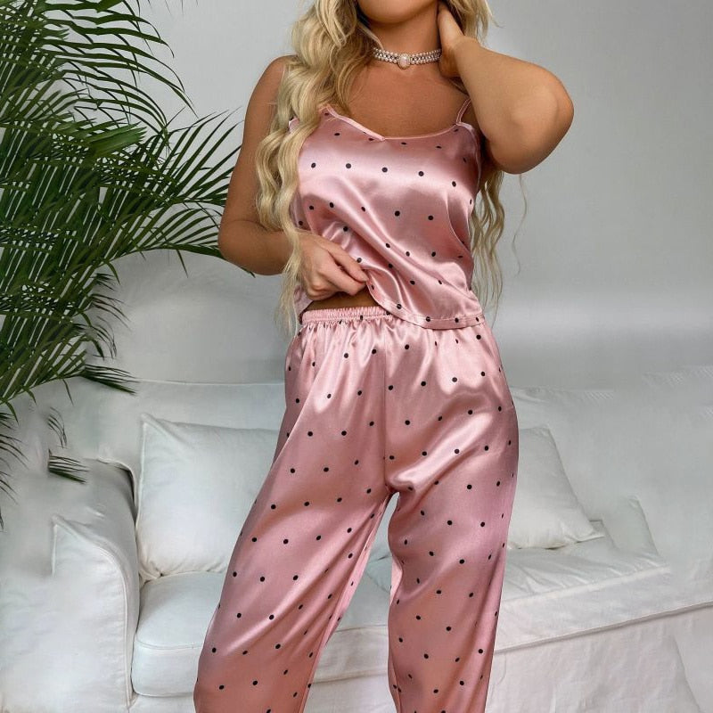 Bloemenprint Mouwloze Tops met Lange Broek Pyjama Set