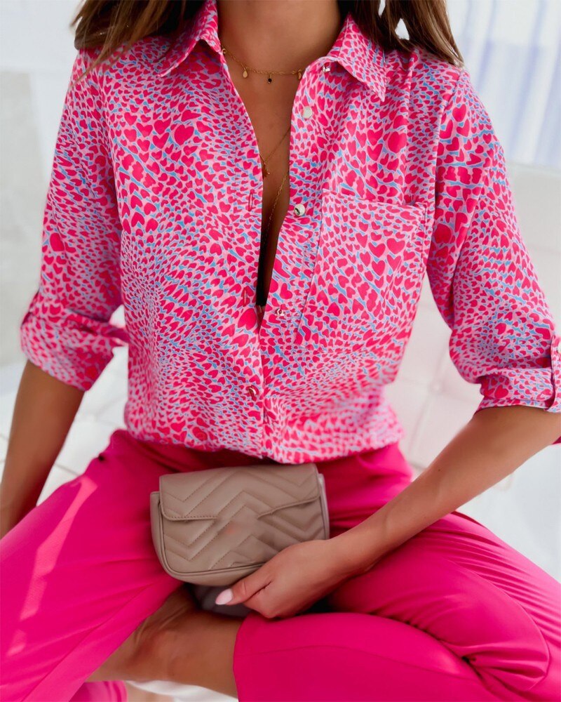 Modieuze Blouse Met Lange Mouwen En Knopenrij