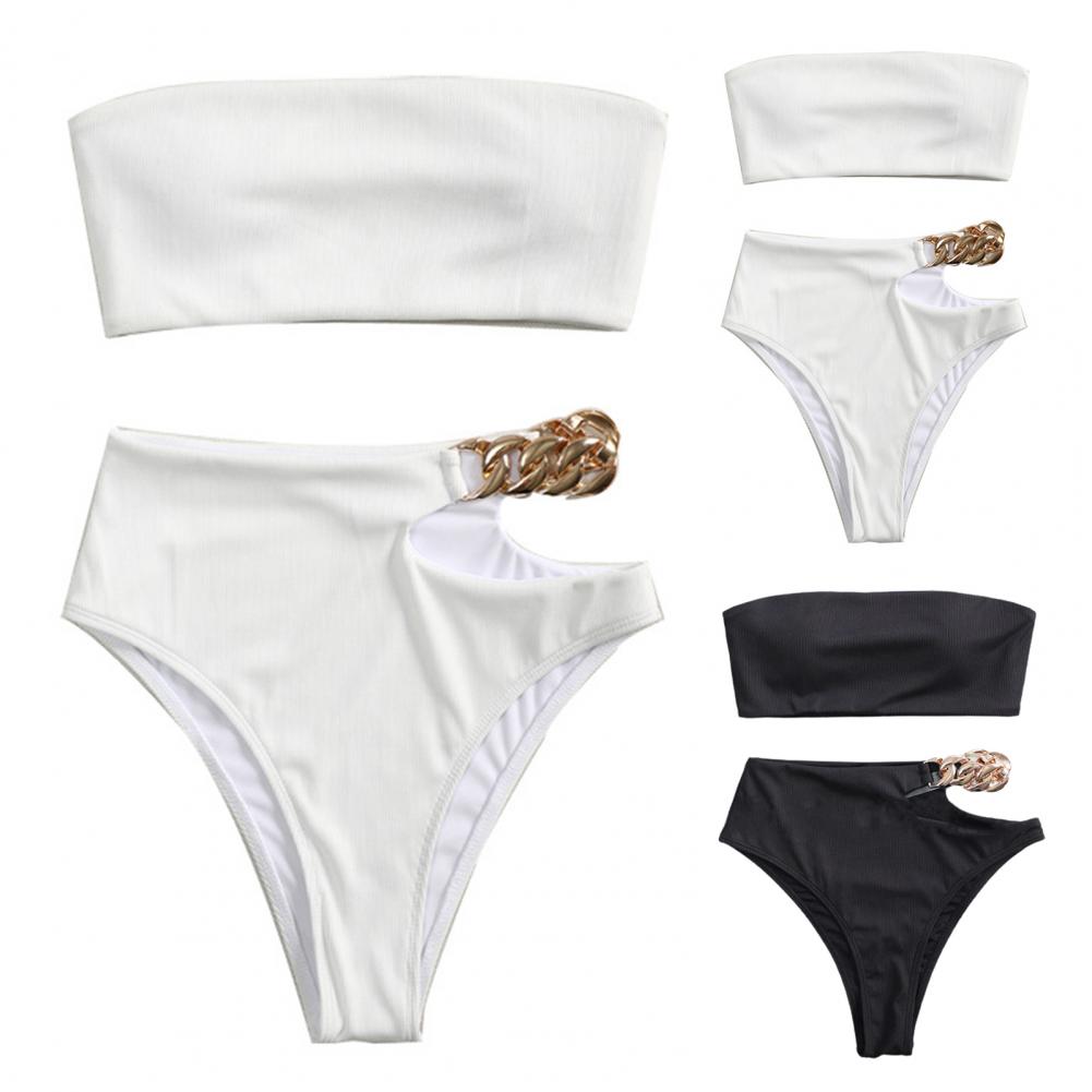 Witte Cut Out Bikini Onderkant Met Hoge Taille