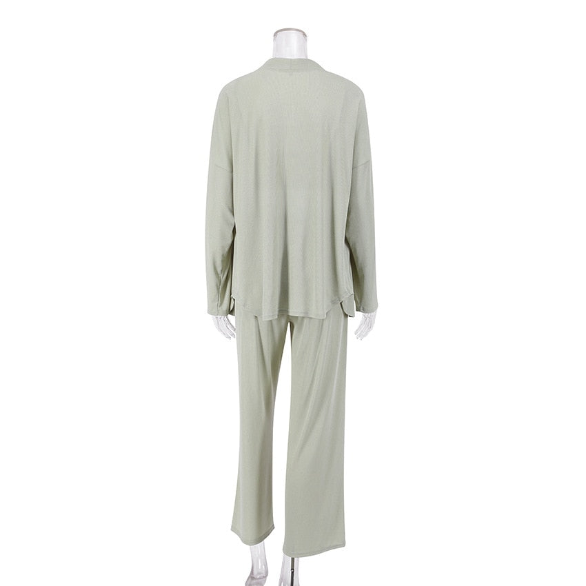 Gehaakt Casual Pyjama Set met Lange Mouwen en Comfortabel