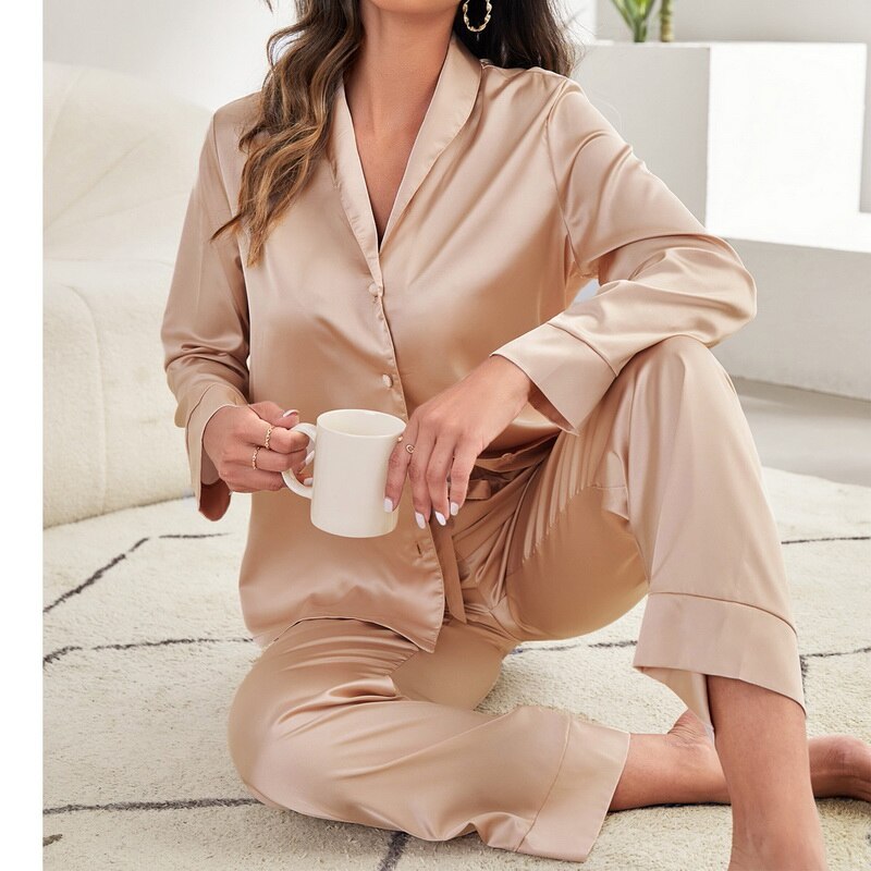 Luxe Satin Zijde Pyjama Set voor Dames 2-delig