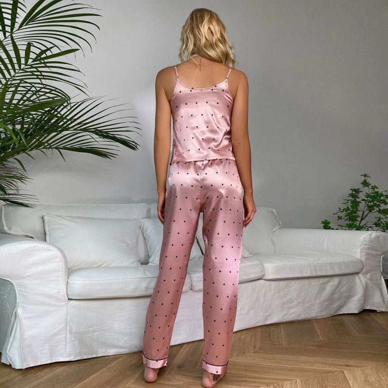 Bloemenprint Mouwloze Tops met Lange Broek Pyjama Set