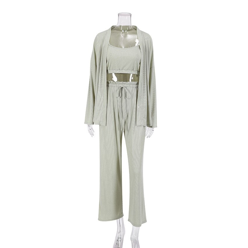 Gehaakt Casual Pyjama Set met Lange Mouwen en Comfortabel