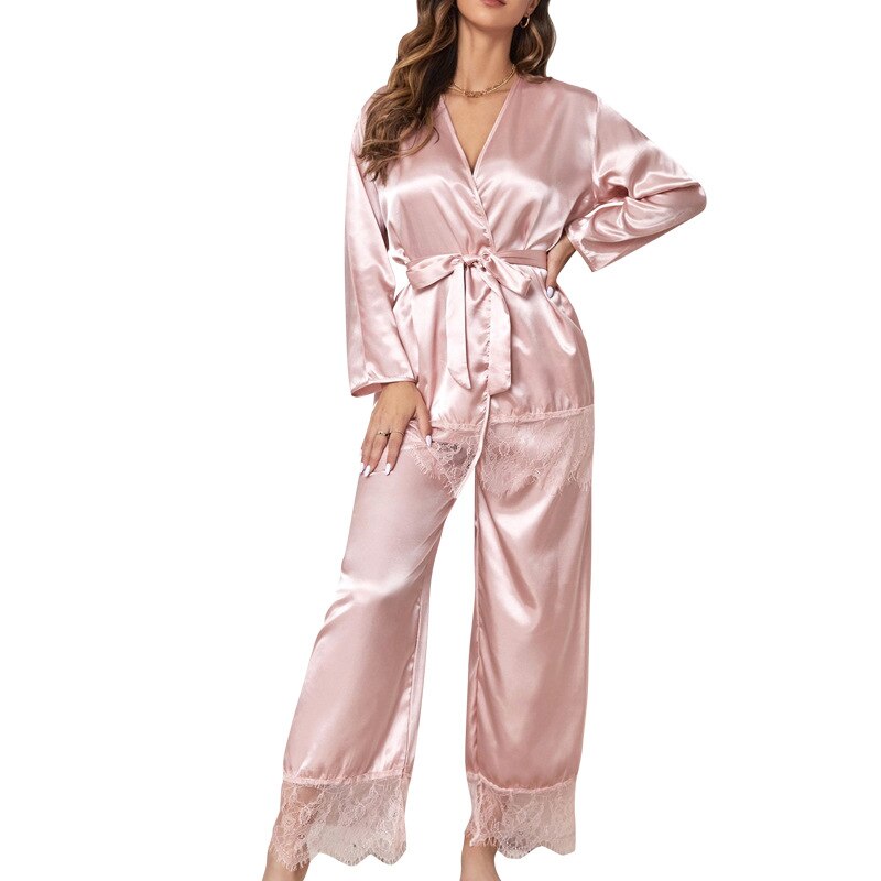 Elegant Drie-Delig Satijnen Pyjama Set voor Dames