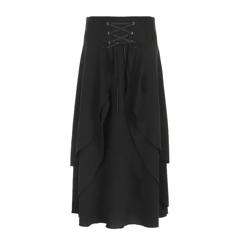 Elegante A-Lijn Rok voor Vrouwen met Hoog Taille en Rimpels